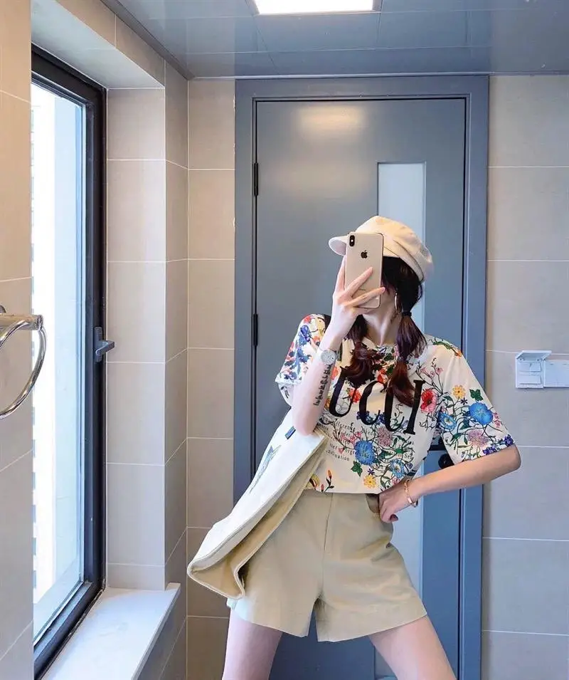 Весенне летняя Женская Новая Домашняя футболка с принтом G|Футболки| |