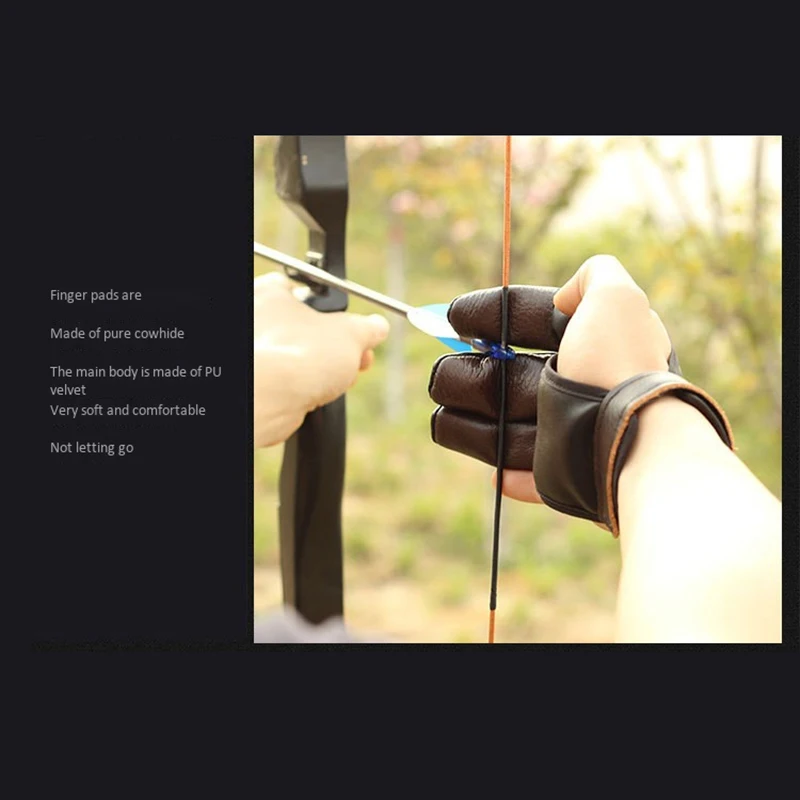 

New Sale Archery Three-Finger Gloves Recurve Straight Pull Traditional Bow Guard Archery Glove Finger Cot Accessories