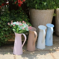 20cm vintage flower vase shabby chic flower vase enamel tin pitcher jug flower pot flower basket nordic home decoration vases