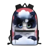 fashion kids canvas backpack cartoon cats pattern girls school book bags kawaii animal design womens travel backpack