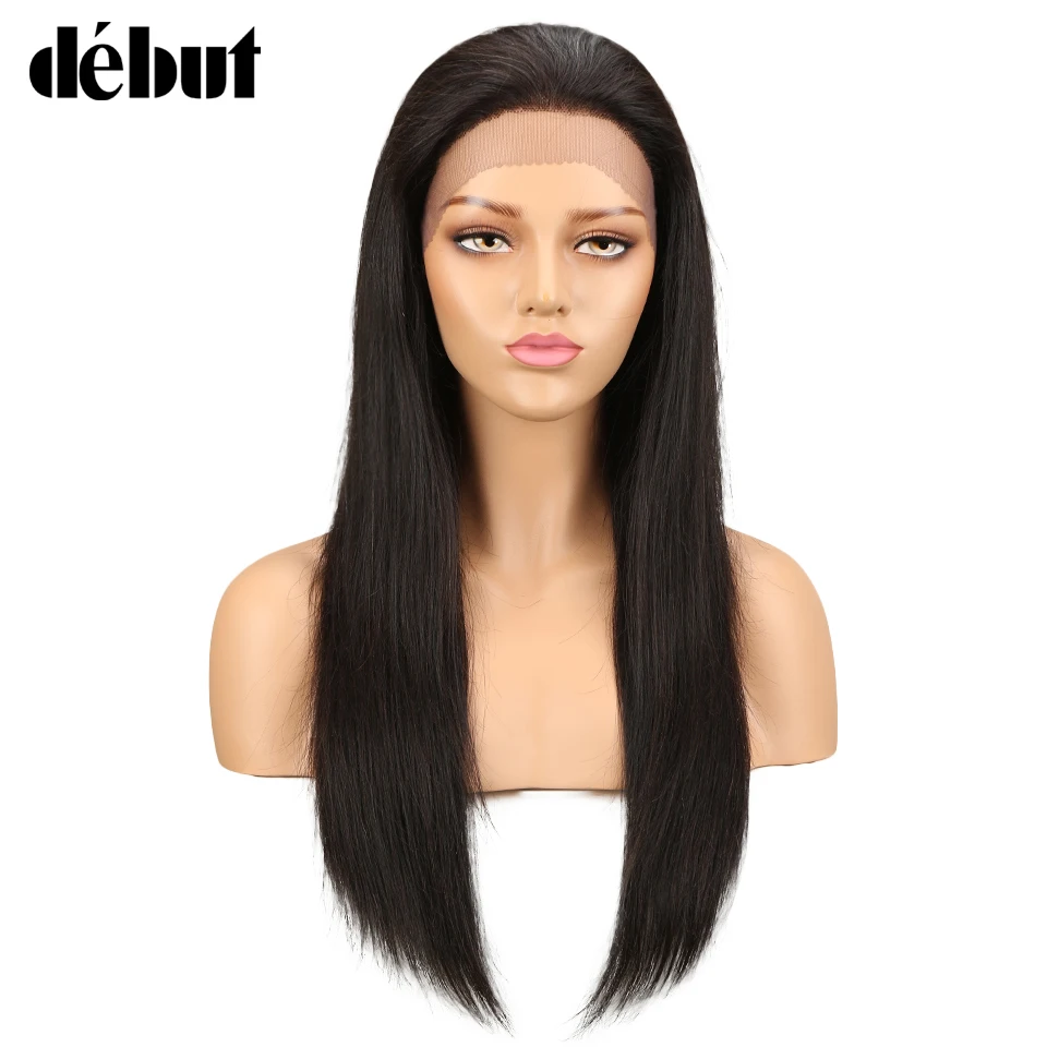 Дебютные парики из человеческих волос со шнуровкой спереди бразильские прямые