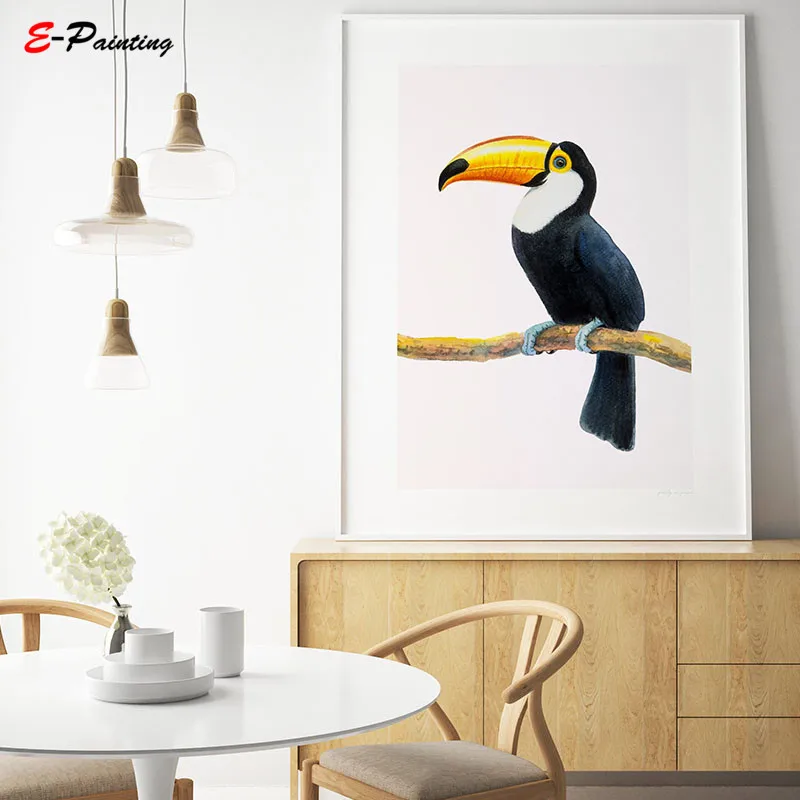 Скандинавский Холст Искусство Живопись Птица Румяна Розовый тропический