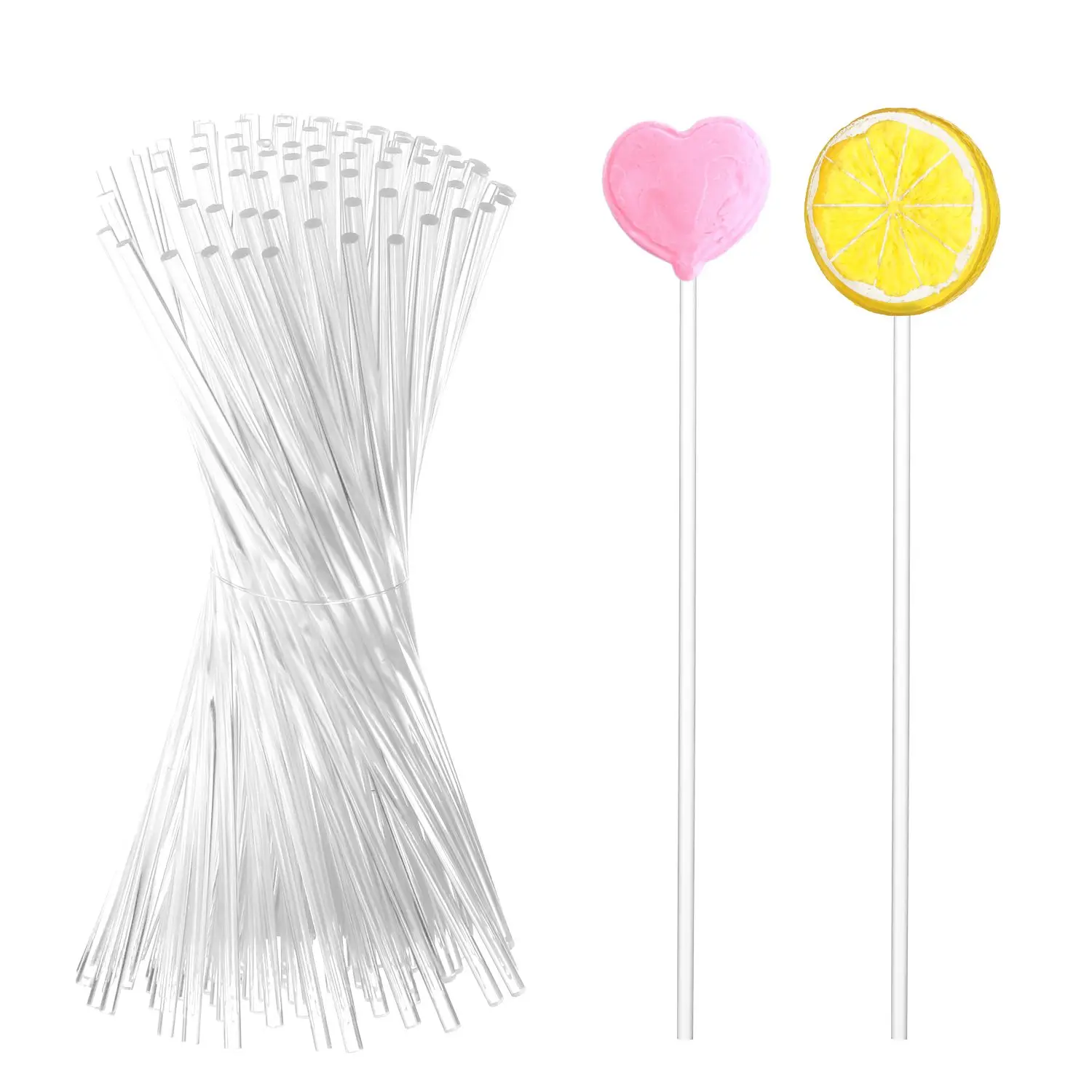 

100Pcs 6 Inch Acrylic Lollipop Sticks Clear Reusable Candy Cake Pops Stick for DIY Making Cupcake Toppers Dessert Chocolate