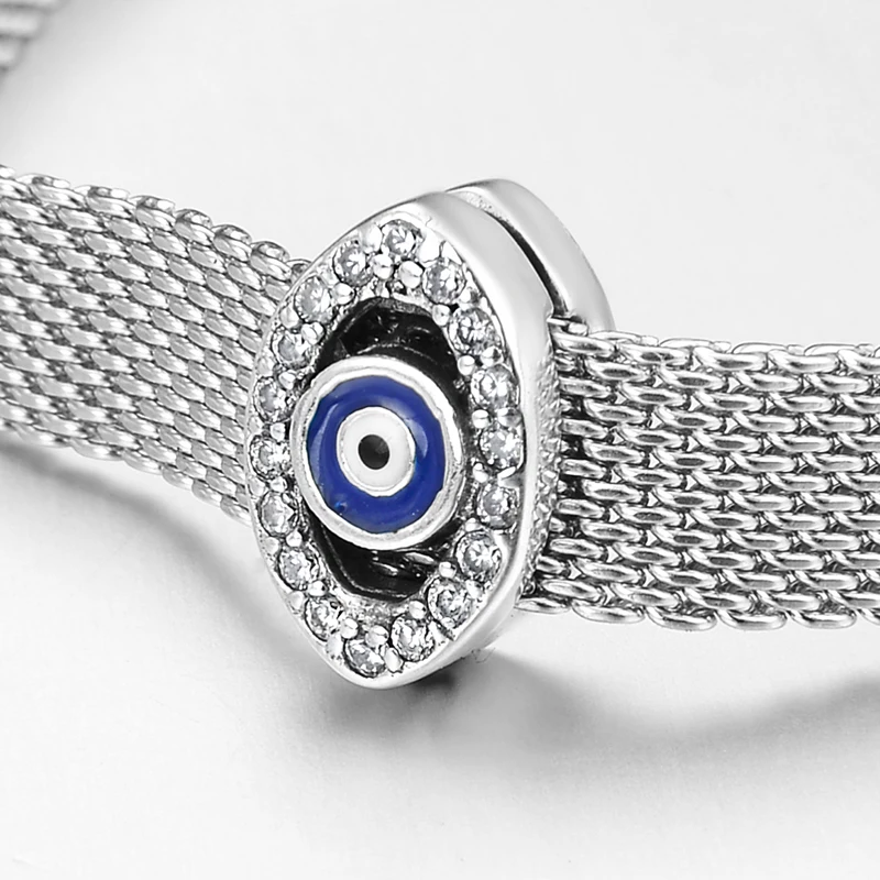 Новый модный браслет из стерлингового серебра 925 пробы с фианитами Evil blue eye