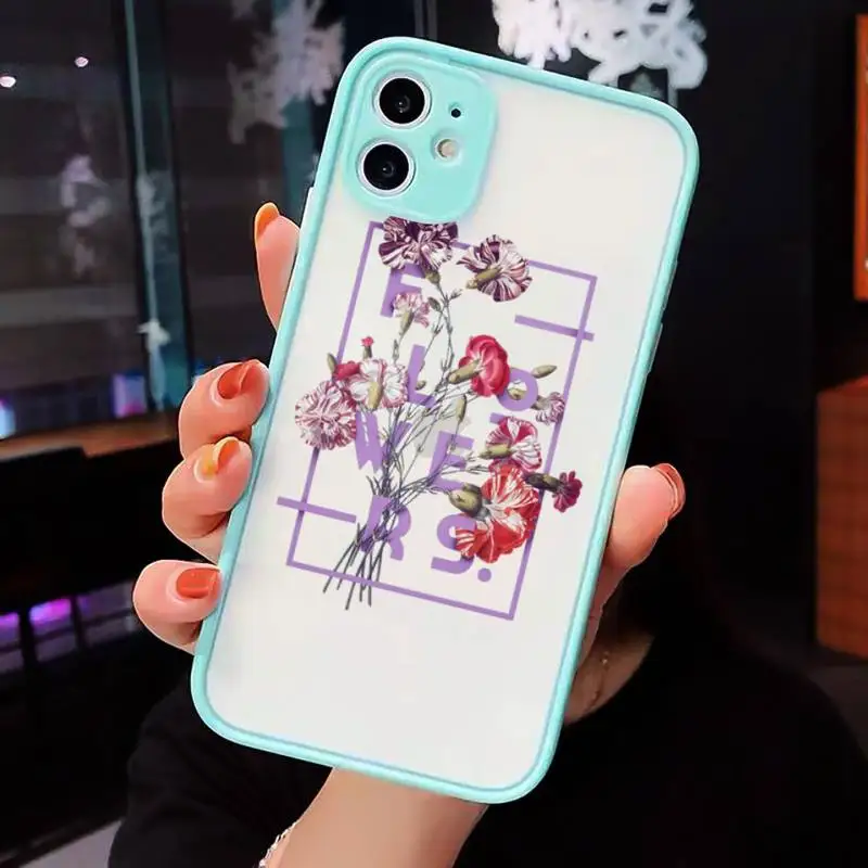 

Flower rose daisy sunflower love Phone Case Matte Transparent for iPhone 7 8 11 12 s mini pro X XS XR MAX Plus cover funda
