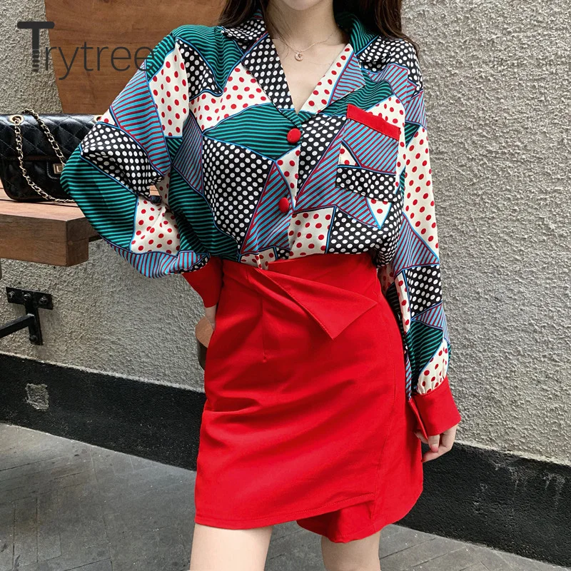 Осенний Женский комплект из двух предметов Trytree повседневный однобортный Топ с