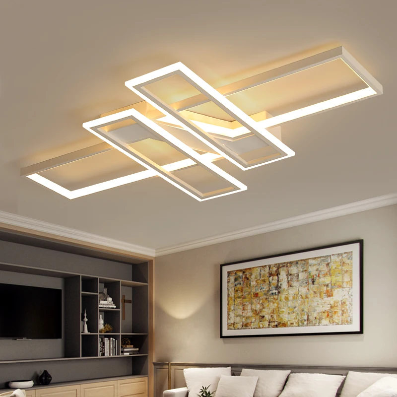 Accesorios de candelabros de iluminación LED modernos para sala de estar, dormitorio, cocina, hogar, con Control remoto, lámpara de techo de brillo negro