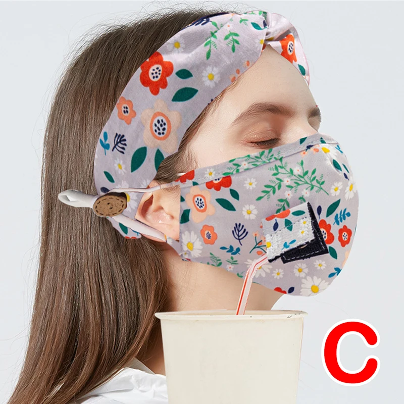 

2 Pcs/ Set Unisex Headband Button Decoration with Face Mask Wearing Hair Accessories Women Headband Head Wrap Hair Bands