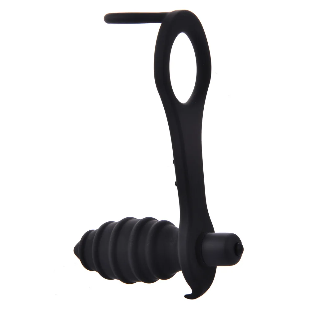 Мужской анальный вибратор силиконовый фаллоимитатор Бусины Массажер с кольцом