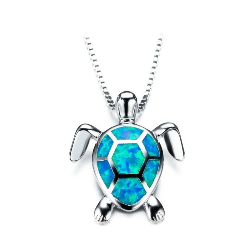 

Fashionable and charming opal necklace with silver filling and lovely rainbow Turtle Pendant is the best gift for women