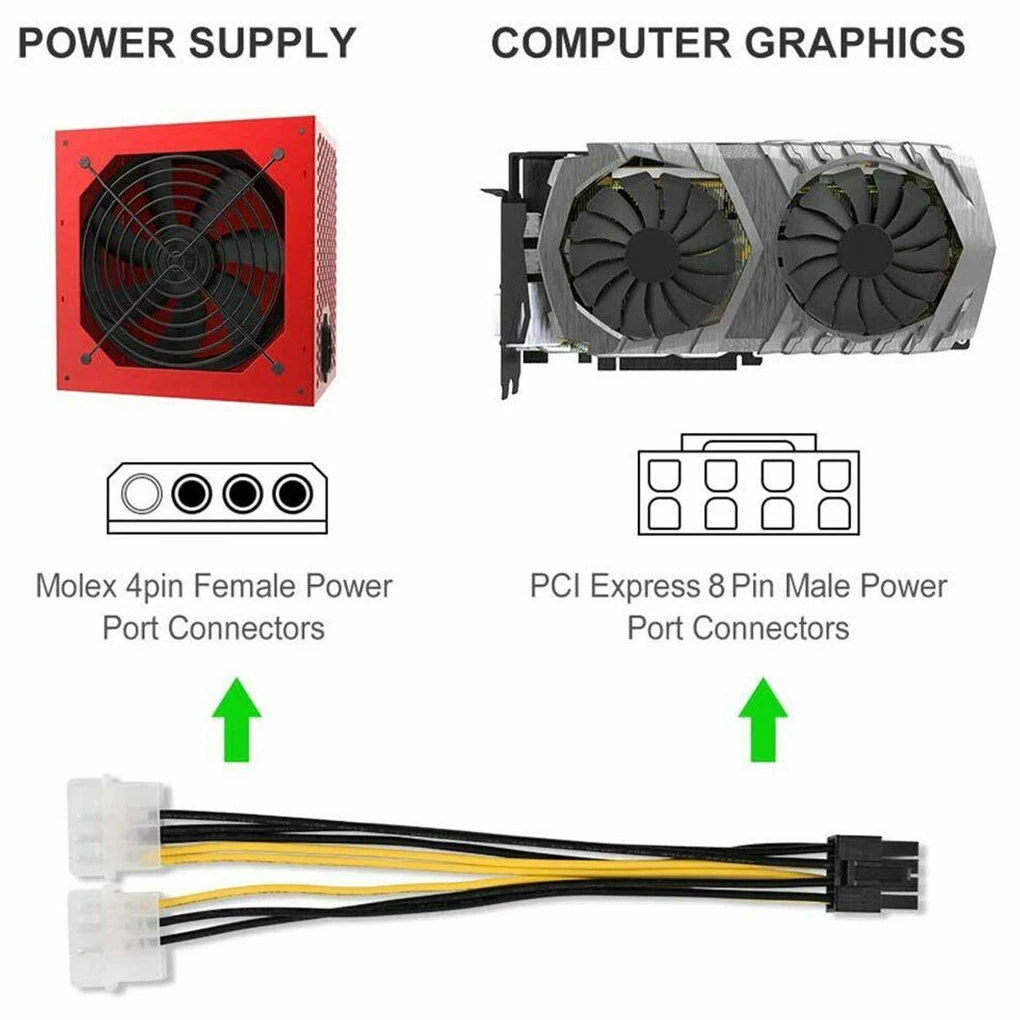 100 шт. двойной Molex LP4 4 Pin до 8 pci Express адаптер конвертер Мощность проволочный канат