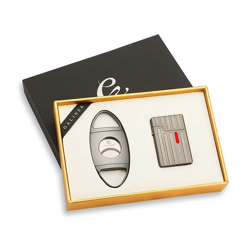 

Galiner Windproof Cigar Lighter Cutter Set Gas Jet Flame Cigar Torch Lighter Sharp Guillotine Cigar Cutter Smoking Accessories