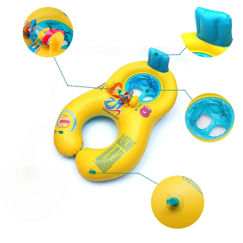 

Thickened Inflatable Parent-child Double Interactive Swimming Circle Ring Infant Baby Swim Lifebuoy Float Swim Beach Accessories