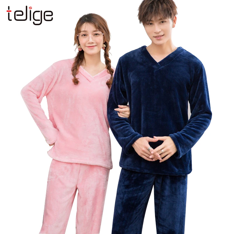 Осенне-зимние пижамные комплекты для влюбленных пижама одежда сна костюм