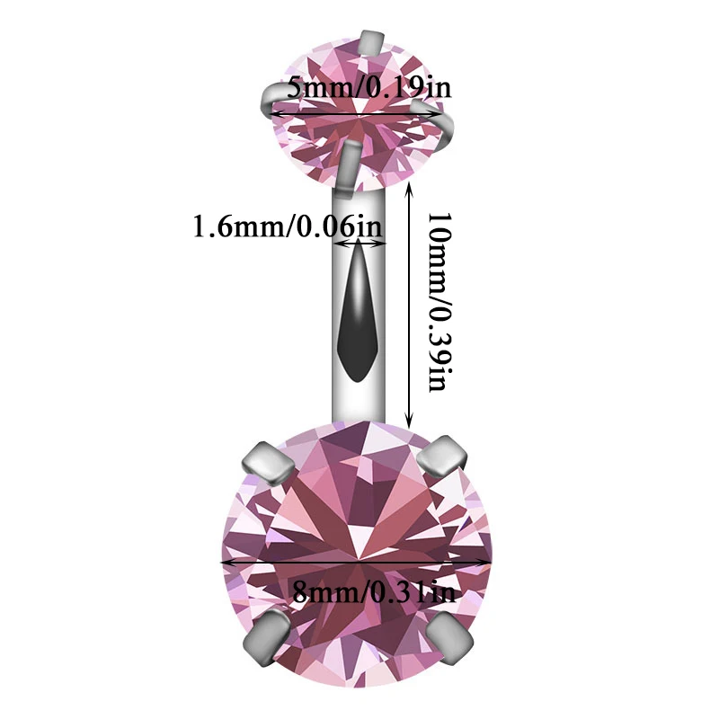 Кольцо пупочкольное унисекс с кристаллами украшение в стиле панк из нержавеющей