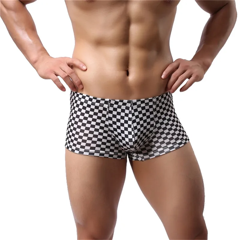 Mens Boxer Shorts Underwear Classical Plaid Boxers Low Rise Underpants Trunks Nightwear Bulge Pouch Lingerie Male Homme Panties | Мужская