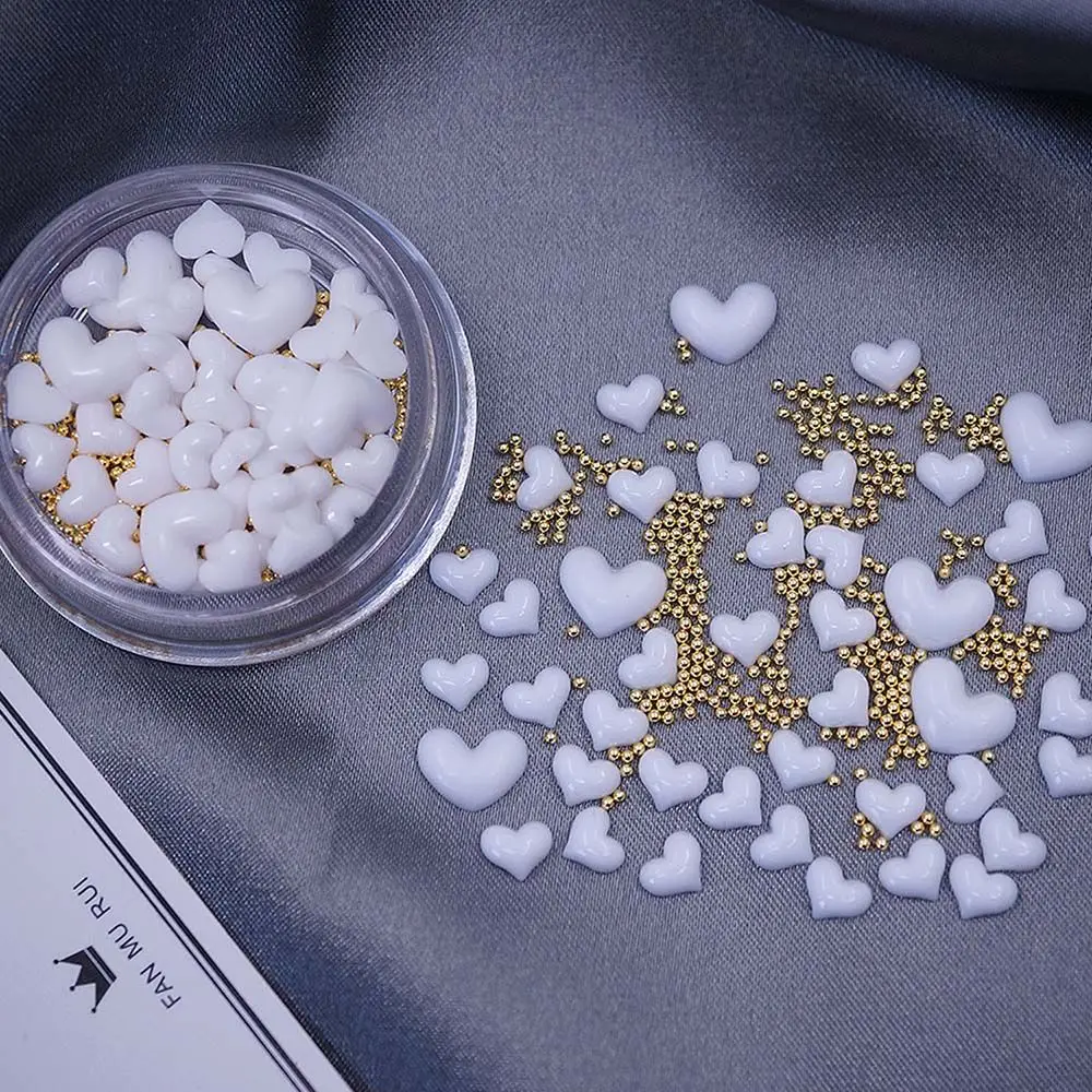 

Украшения для ногтей в японском стиле, украшения для ногтей в виде трехмерных белых стальных шариков