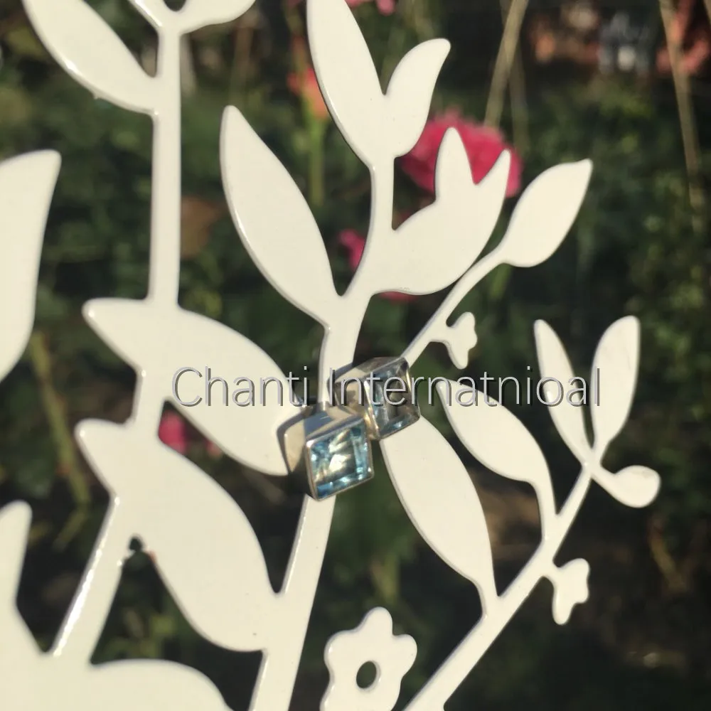 Серебряные огненные перидоты квадратные чудесные модные новые серьги гвоздики 0