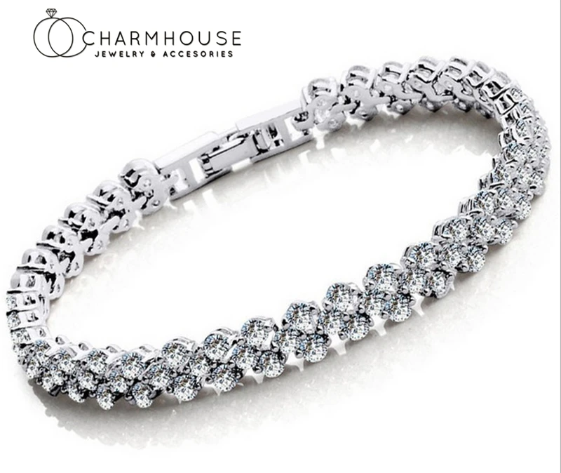 

Crystal Charm Bracelets For Women Zirconia Chain Bracelet & Bangles Pulseira Femme Wristband Rhinestone Wedding Jewelry Bijoux