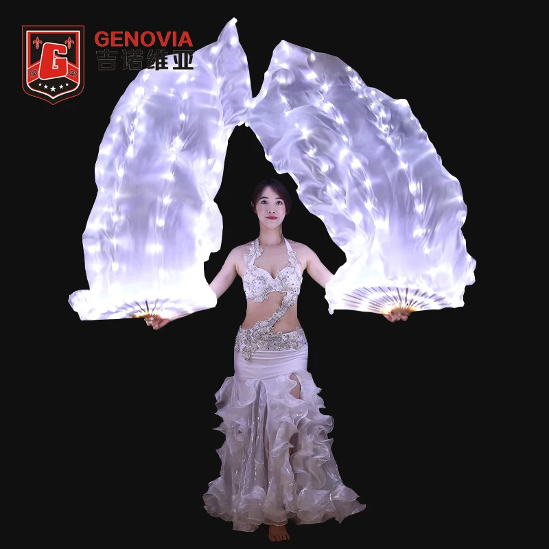 100% белая светодиодная подсветка шелковая фотография Женский реквизит для танца