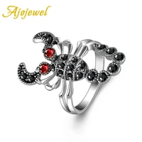 ajojewel fashion vintage scorpion ring women bijoux cute black red rhinestone animal jewelry wholesale