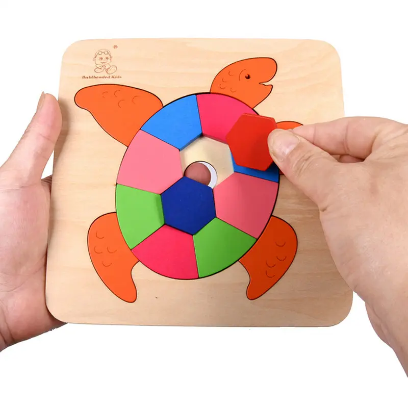 Детские деревянные головоломки игрушки Мультяшные животные однослойные пазлы