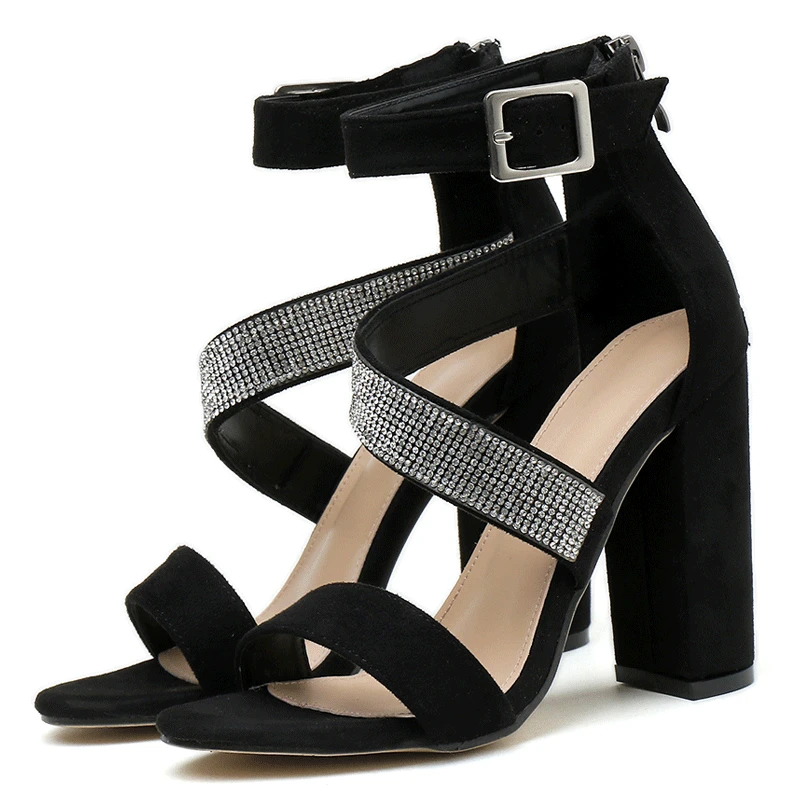 

2021 Sandals Female Shoe High Heels Large Size New Fashion Girls High-heeled Rhinestone Big Beige Multicolored Comfort Basic Sca