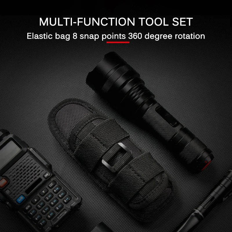 

2020 Tactical 360 Degrees Rotatable Flashlight Pouch Bag Holster Torch Case For Belt Torch Cover Hunting Lighting Accessories