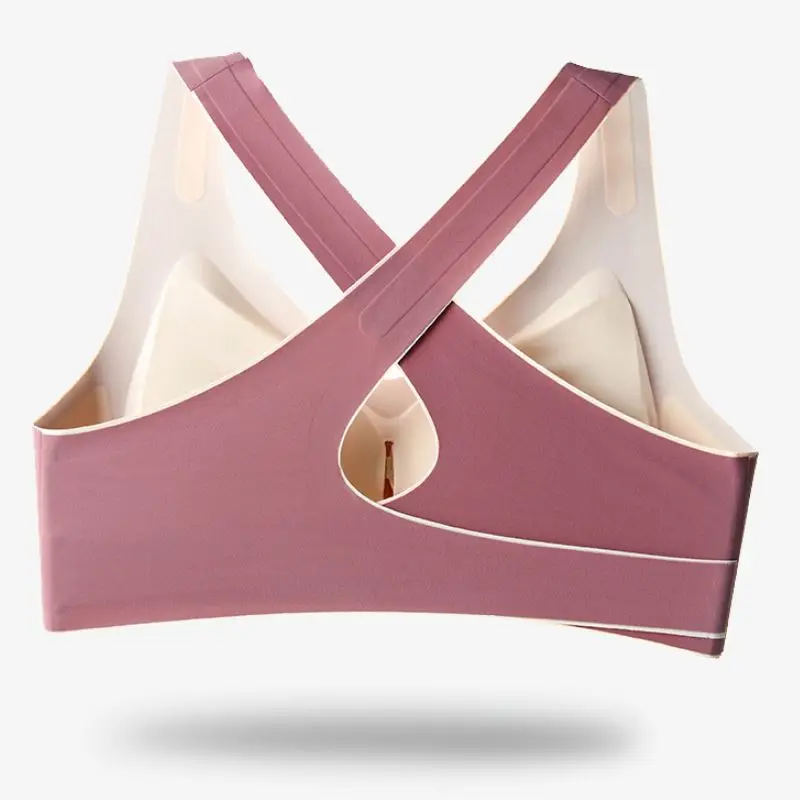 

FITWEE Sexy Women Seamless Bra Fitness Yoga Top Cross Straps Wireless Shockproof Crop Top Push Up Bralette Female Lingerie
