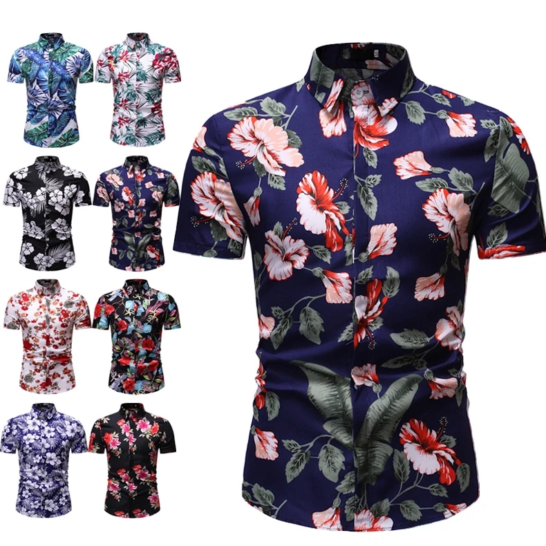 

READY STOCK! 8 Colors Mens Summer New Short Sleeve Kemeja Lelaki Fashion Comfortable Baju Lelaki Slim Fit Floral Shirts