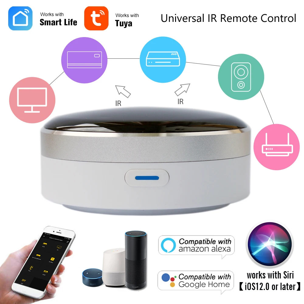Infravermelho com Temporizador Controle de Voz ir para Casa Controle Remoto Inteligente Tuya Suporta Alexa Google Home Siri