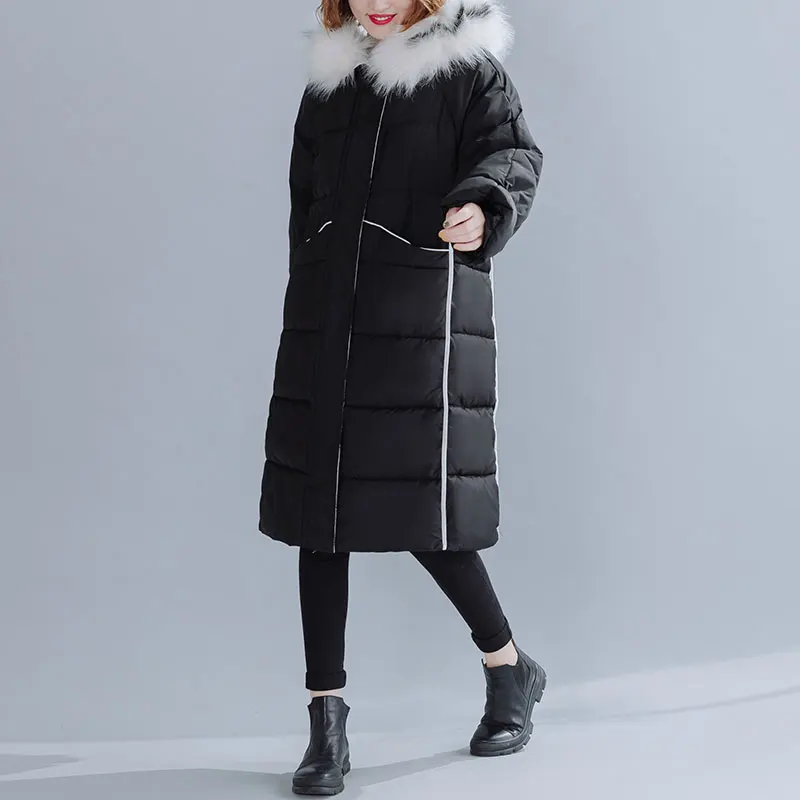 Женская парка с длинным рукавом DIMANAF толстая теплая хлопковая куртка черного