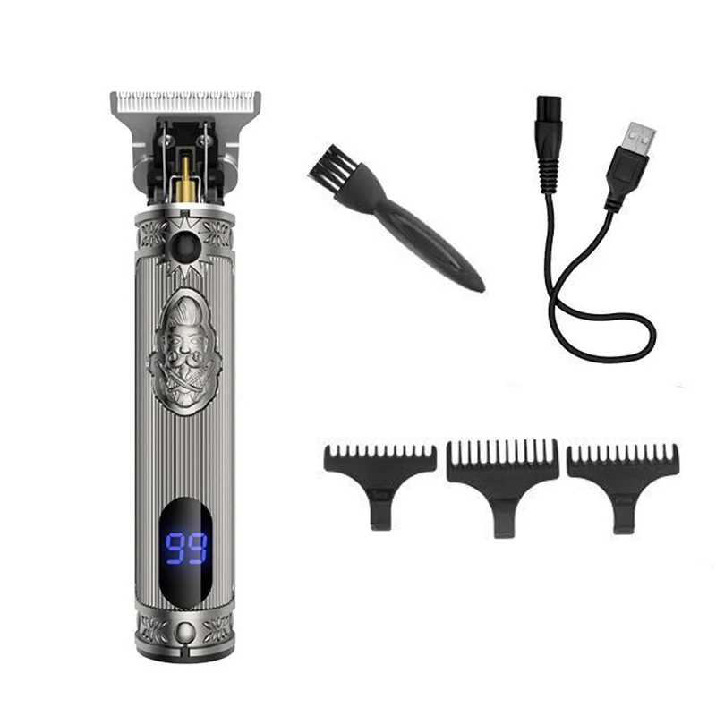 

Аккумуляторный триммер для волос с USB, Парикмахерская Машинка для стрижки волос с ЖК-дисплеем, триммер для бороды для мужчин, инструмент для ...