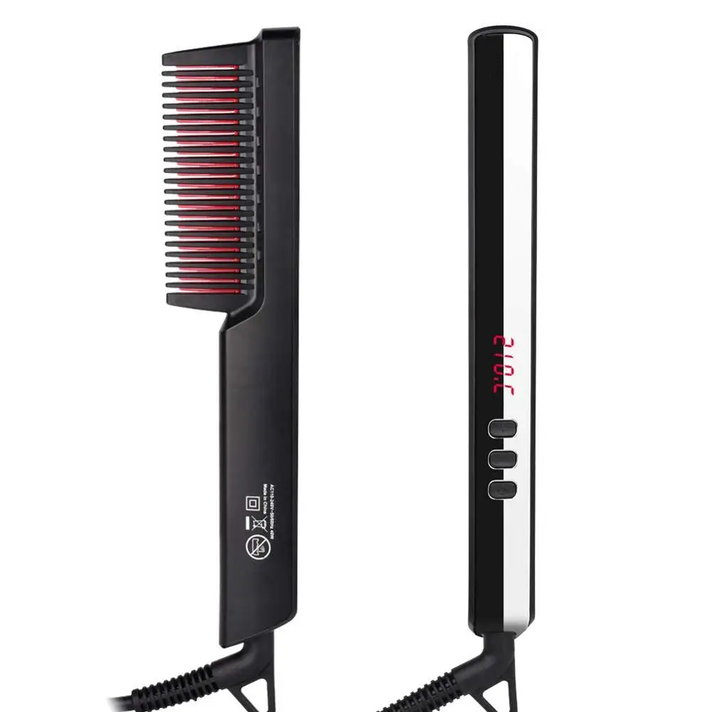 

Ionic Hair Straightener Brush Anti-Frizz Straightening Iron Heating Comb Ceramic Beard Straightening Comb Men Beard Straightener