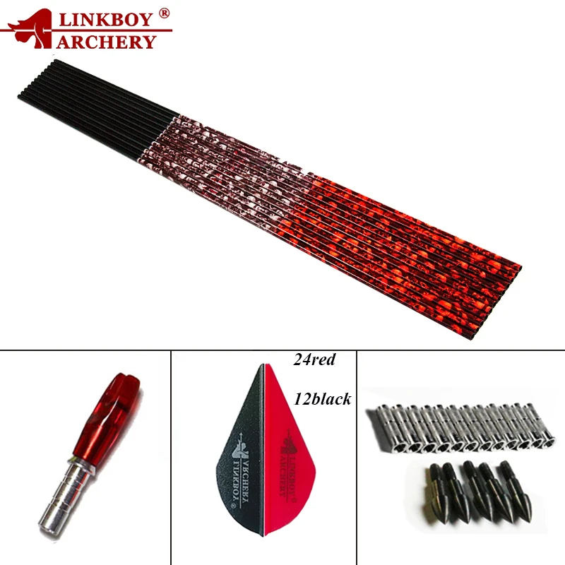 Стрелы из углеродного сплава Linkboy для стрельбы лука 12 шт. стержни 500 32 дюйма ID 6 2 мм