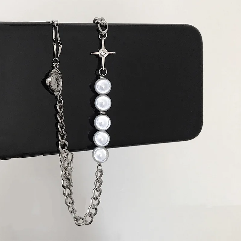 

Korean Fashion Pearl Asymmetric Stitching Necklace Women Luxury Design Jewelry Chockers Personality Necklace Sweater Chain Women