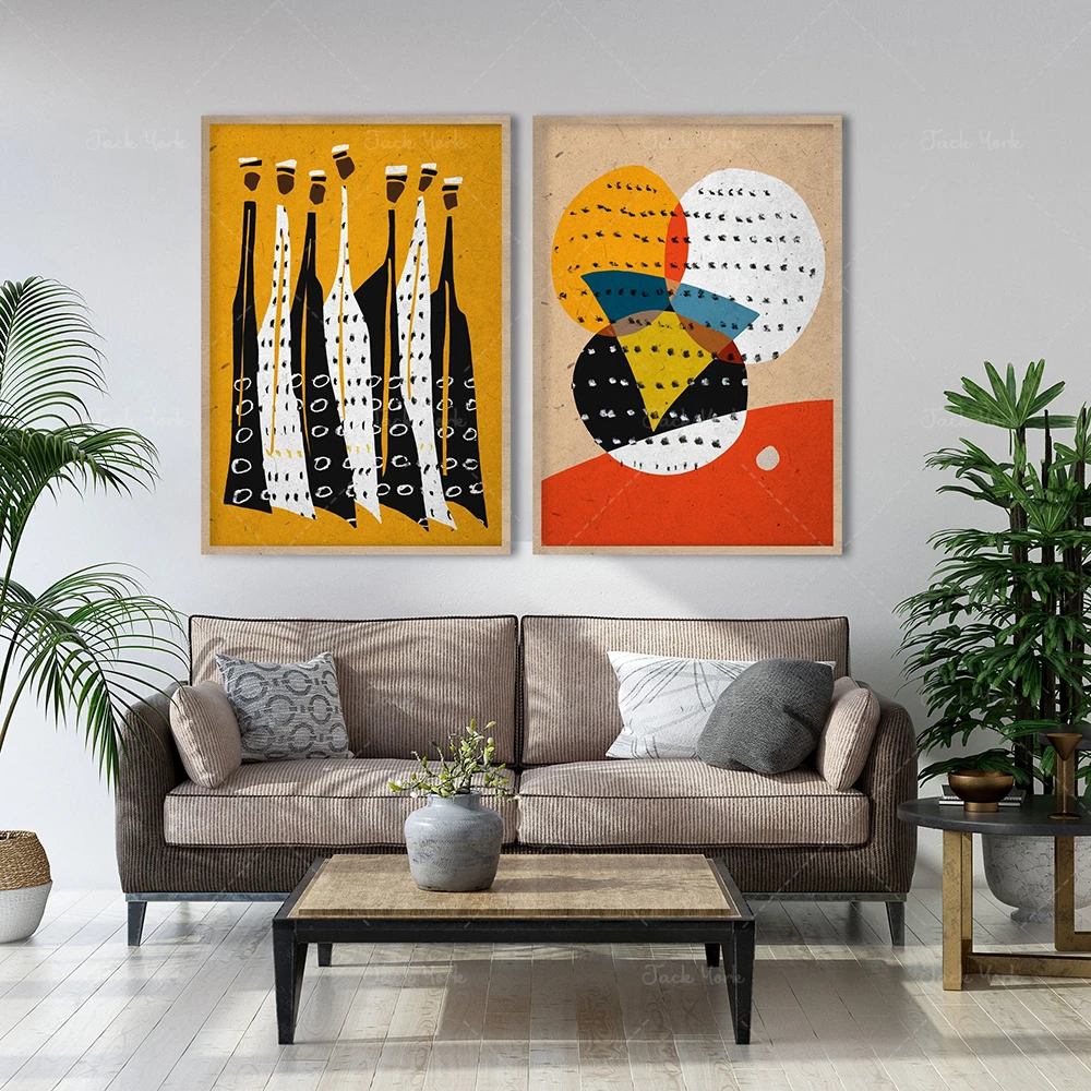 

African Family Portrait, Contemporary Ethnic , Abstract Afro Wall Art Prints, Modern Boho Gift Colors of Africa,