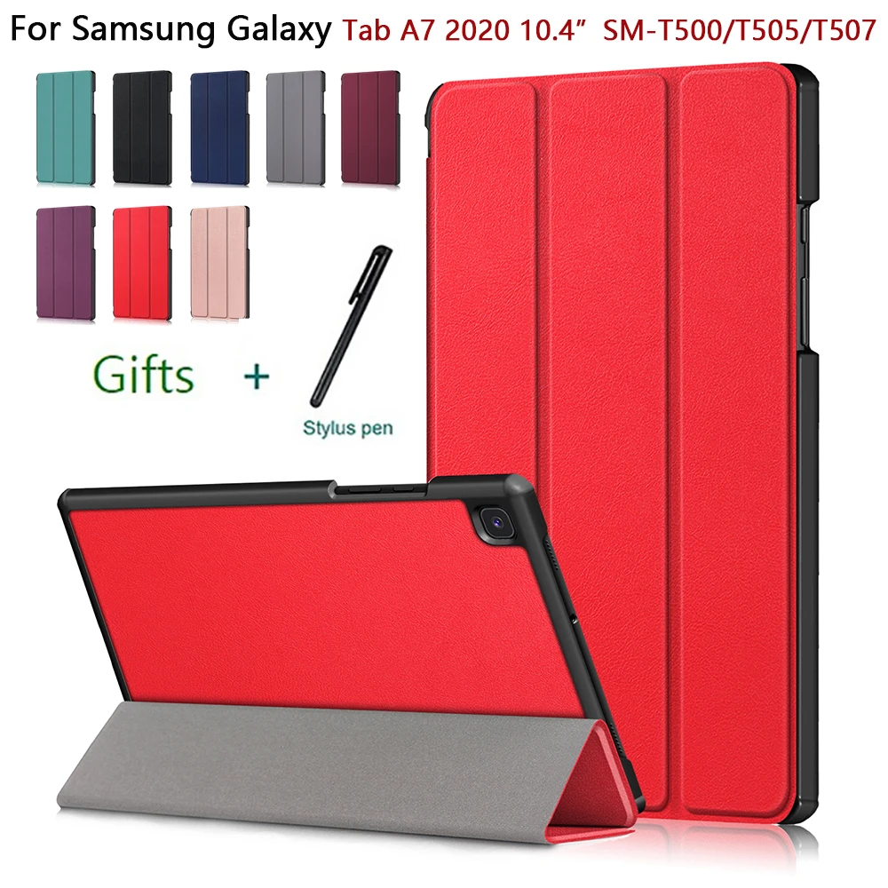

Новинка 2020, флип-чехол для планшета Samsung Galaxy Tab A7 10,4 дюйма, Женский/T505/T507, чехол из искусственной кожи тройного сложения с подставкой, защитный...