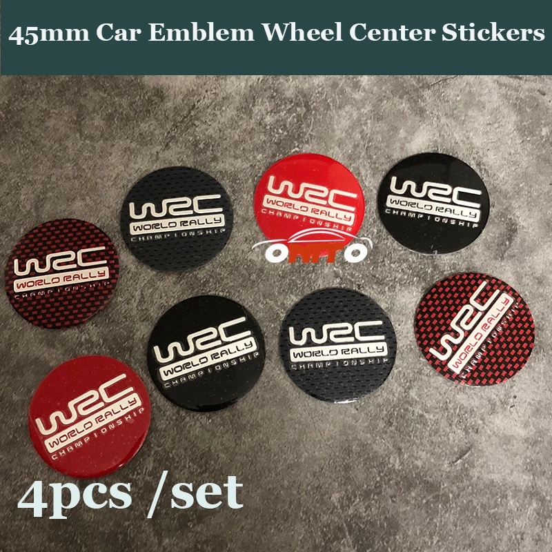 

For all car ETC 45mm Car Wheel Sticker Auto Wheel Center WRC logo Emblem Wheels 3D decal 4pcs/lot