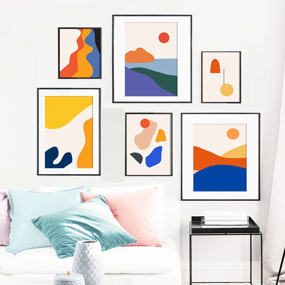 Скандинавская настенная Картина на холсте в скандинавском стиле Геометрическая