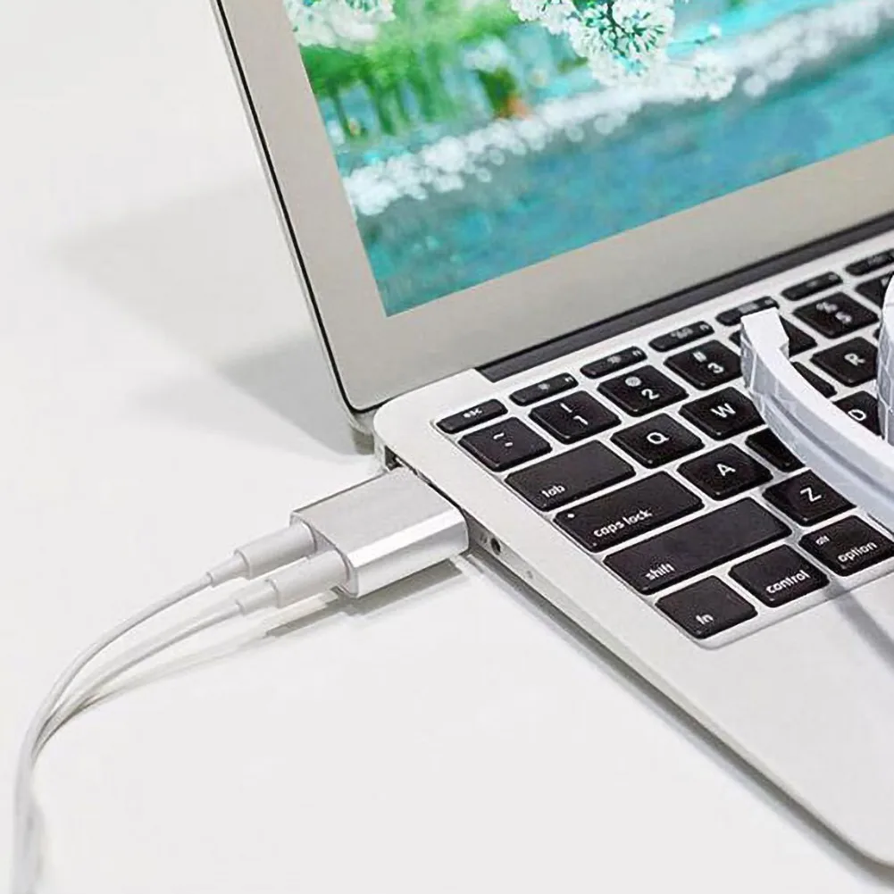 Внешний Звуковой адаптер с 2 портами и выходом 3 5 мм USB не требует драйвера стерео