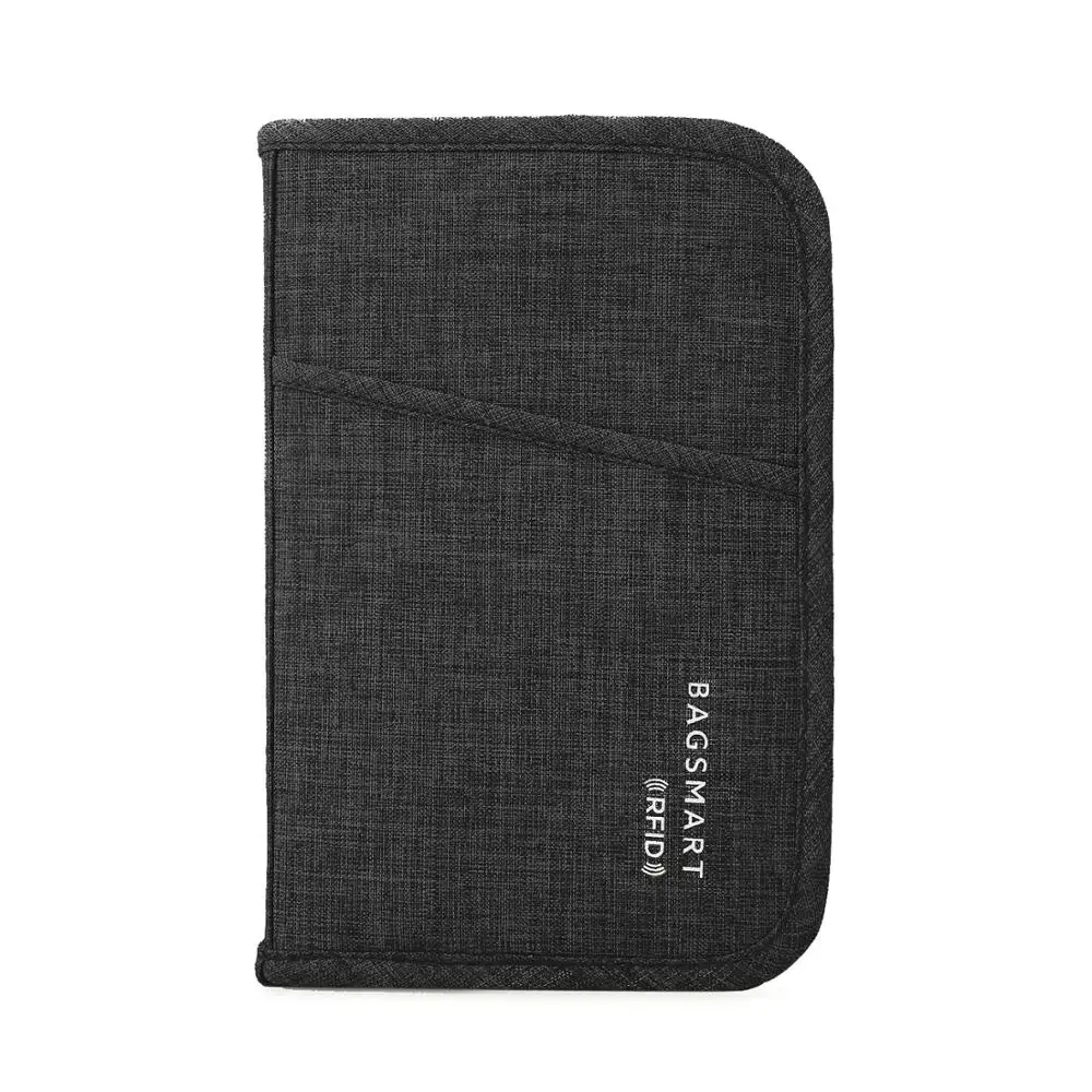 BAGSMART многофункциональная дорожная сумка для паспорта RFID Паспорт ID держатель для карт банковская карта сумка клатч держатель на молнии Чехол кошелек - Цвет: black