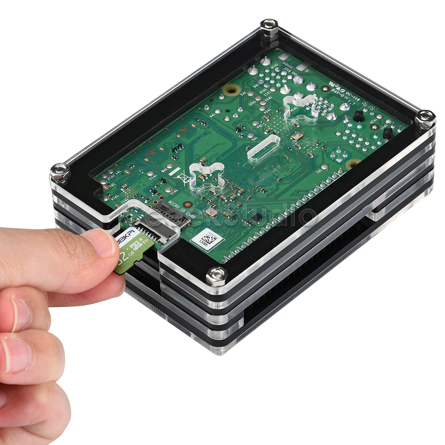 Акриловый прозрачный/прозрачный и черный чехол для Raspberry Pi 4 Model B с большим