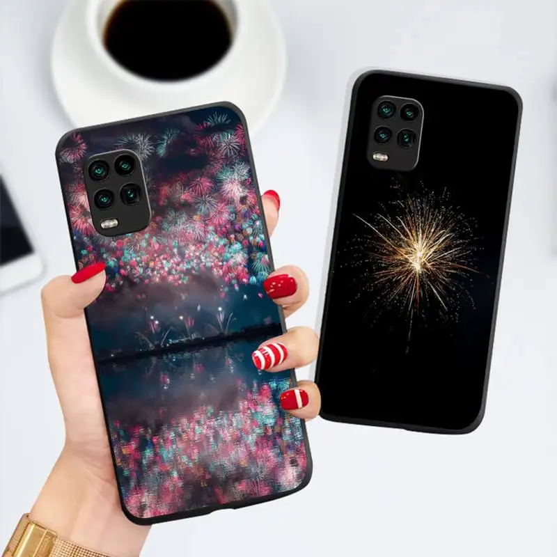 

Fireworks Festival New Year Phone Case Black Color For Xiaomi 11 10 10t Pro lite Redmi Note 7 8 9 10 9a 9t Cover Funda