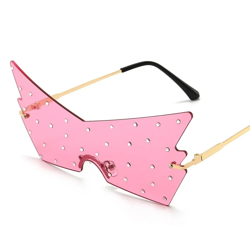 

Солнцезащитные очки кошачий глаз, без оправы, винтажные розовые и черные линзы, UV400, 2021