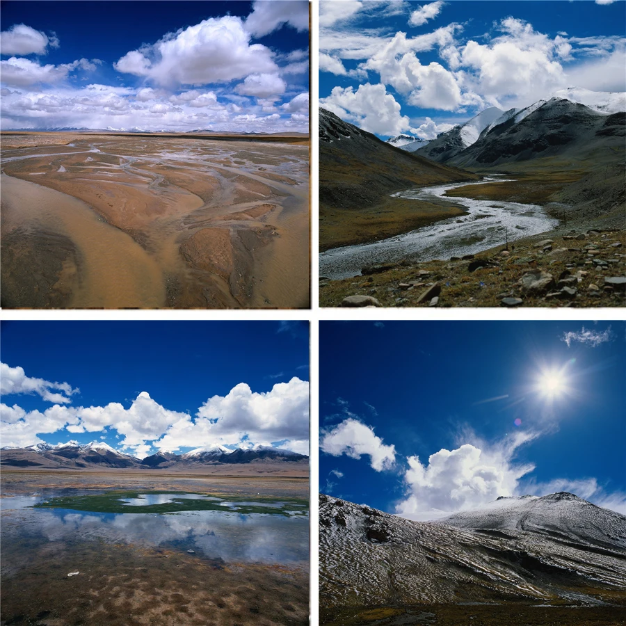 Виниловый фон Nitree для фотосъемки природный пейзаж горы голубое небо озеро