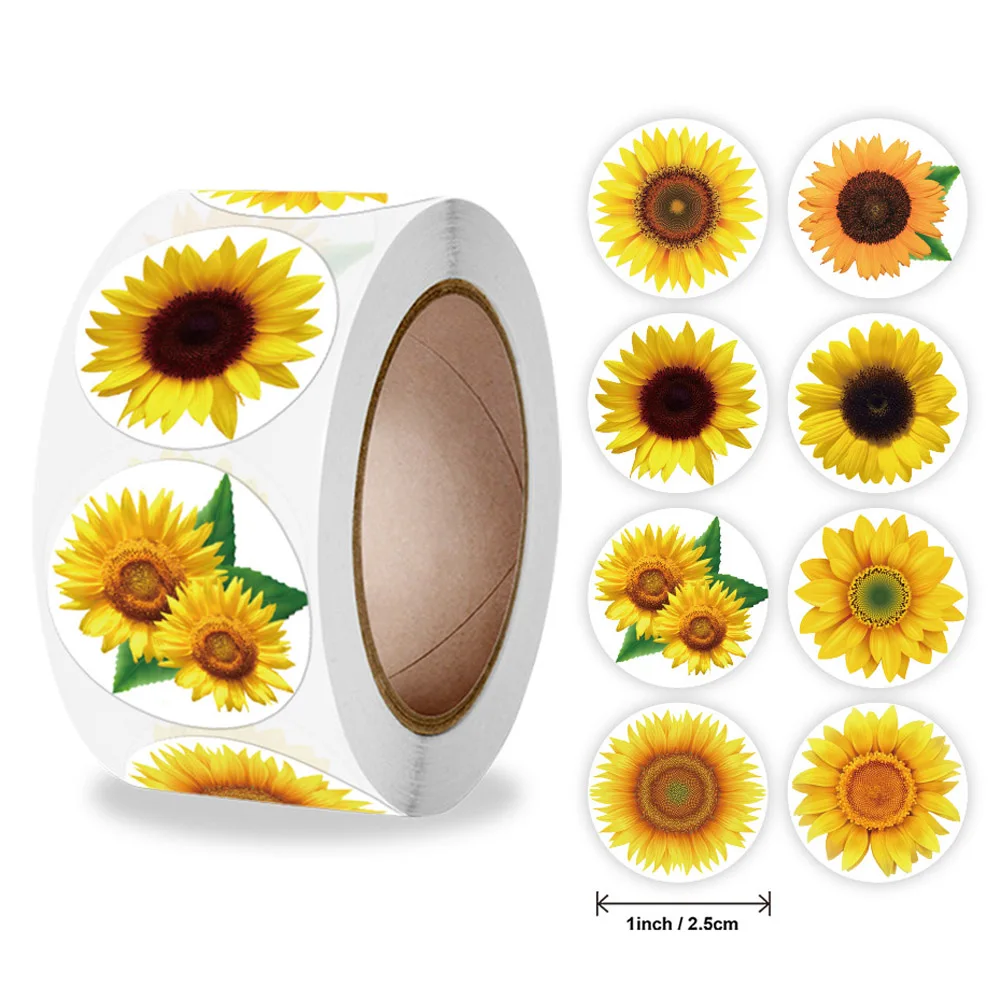 

50-500Pcs Novel Sunflower Pretty Flowers Thank You Stickers Sealing Labels for Business Handmade Baking Party Supplies