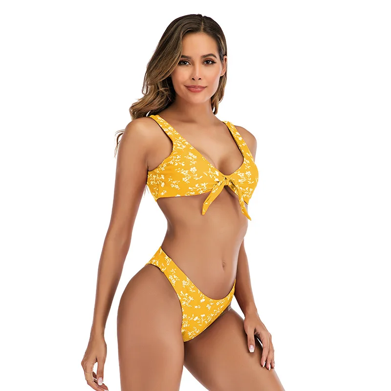 Женский купальник бикини с заниженной талией и бантом спереди|Купальники| |