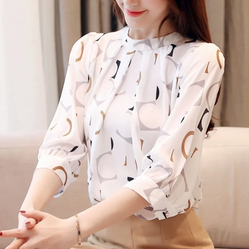 blusas mujer de moda 2021 korean fashion clothing womens tops blouses office shirts ladies tops chiffon blouse white shirt 2480 free global shipping