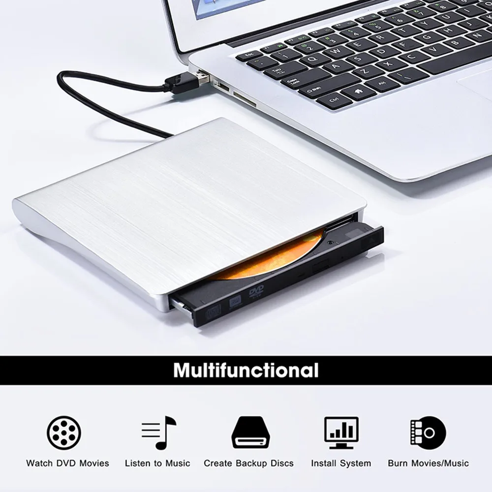 YiYaYo USB 3,0 внешний накопитель DVD-ROM CD-RW DVD-RW горелки Портативный считыватель тонкий для Windows7/8/10